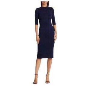 Like New! Zara Women's Dress Knit Navy Blue Midi Dress - Size Small